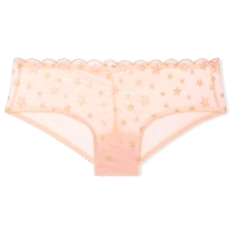NWT Victoria's Secret Embroidered Stars The Lacie Cheeky Panty Sz M - Pink Fizz